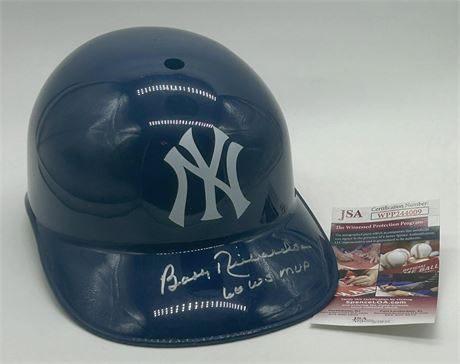 NY Yankees Bobby Richardson Autographed Souvenir Helmet w/ "60 WS MVP" JSA