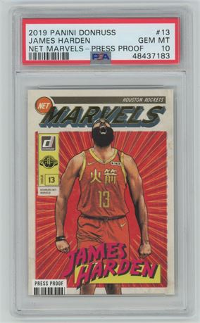 2019 Donruss #13 Net marvels - Press Proof James Harden PSA 10 GEM MINT