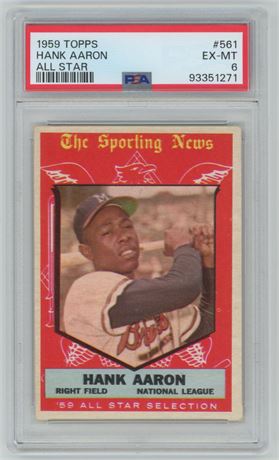 1959 Topps #561 Hank Aaron All-Star High # PSA 6 EXMT