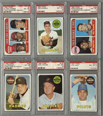 1969 Topps Baseball PSA 8 Graded Lot (6)