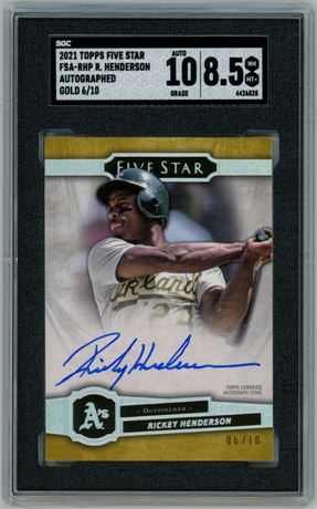 2021 Topps Five Star Rickey Henderson Auto Gold 6/10 SGC 8.5 Auto 10