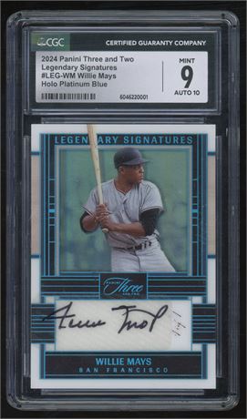 2024 Panini Three & Two Legendary Signatures Willie Mays 1/1 CGC 9 MINT
