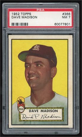 1952 Topps #366 Dave Madison Hi # PSA 7 NM
