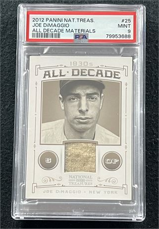 2012 Panini National Treasures #25 All Decade Materials Joe Dimaggio 35/49 PSA 9