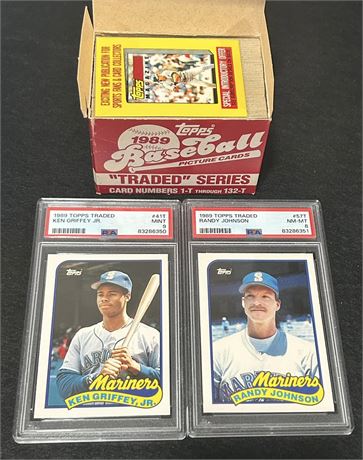 1989 Topps Traded Complete Set (1-132) w/ Griffey Jr PSA 9, Randy Johnson PSA 8