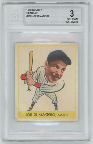 1938 Goudey Heads-Up #250 Joe Dimaggio RC BVG 3 VG Gorgeous!