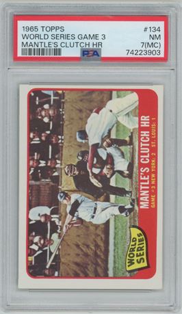 1965 Topps #134 World Series Game 3 - Mantle's Clutch PSA 7(MC)