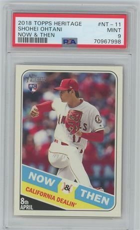 2018 Topps Heritage Now and Then Shohei Ohtani RC PSA 9 MINT