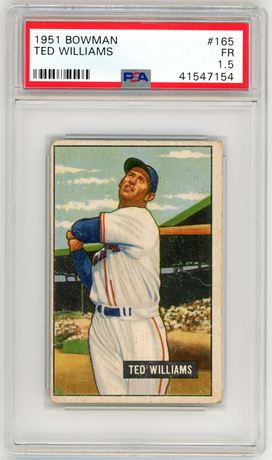 1951 Bowman #165 Ted Williams PSA 1.5 FAIR