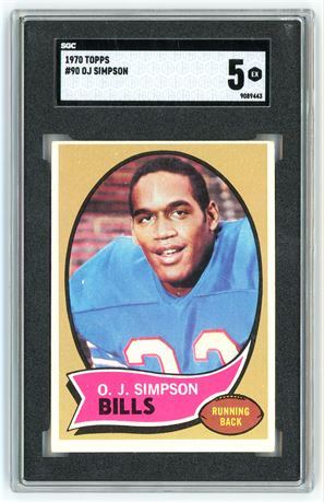1970 Topps #90 OJ Simpson RC SGC 5 EX