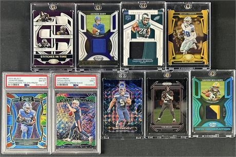 2022-2025 Panini Football Star #'d, Patch, RC Lot (9) w/ Maye, Brady, Lamb