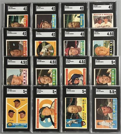 1960 Topps Baseball SGC Mid Grade Lot w/ Minoso, Kaline & Drysdale (16)