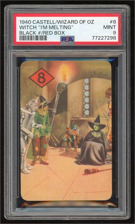 1940 Castell Wizard of Oz #8 Witch "I'm Melting" Black # Red Box PSA 9 MINT