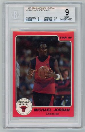 1986 Star #1 Michael Jordan RC Checklist BGS 9 MINT