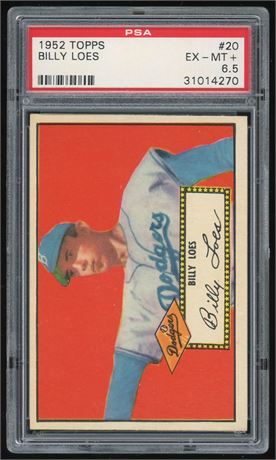 1952 Topps #20 Billy Loes PSA 6.5 EXMT
