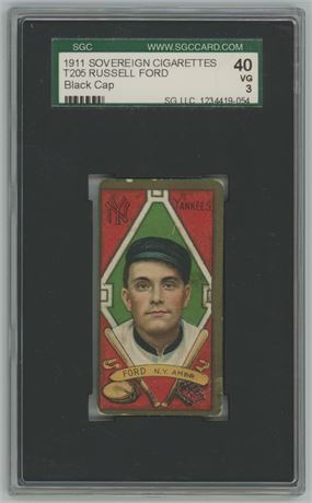 1911 T205 Sovereign Russell Ford Black Cap SGC 3 VG