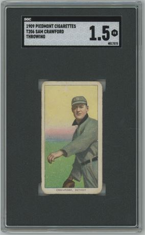 1909-11 T206 Piedmont Sam Crawford Throwing SGC 1.5 FAIR