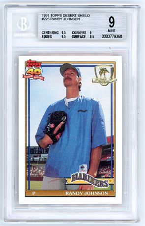 1991 Topps Desert Shield #225 Randy Johnson BGS 9 MINT