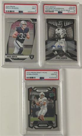 2023-2024 Football Rookies PSA Graded Lot (3) w/ Auto & Bowers RC