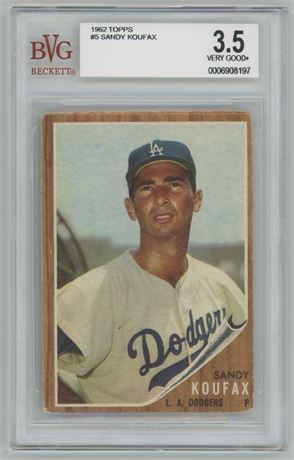 1962 Topps #5 Sandy Koufax BVG 3.5 VG+