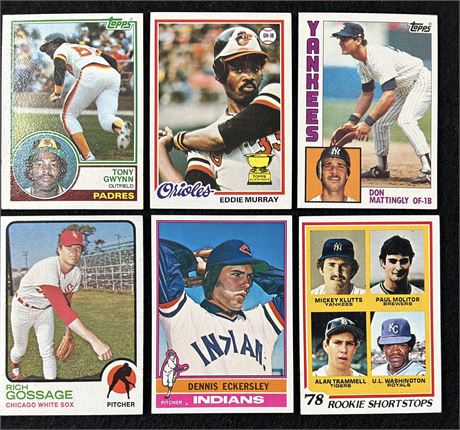 1973-1984 Star/HOF RC Lot (6) Sharp EXMT-NM (Mattingly Back has small Wax Stain)