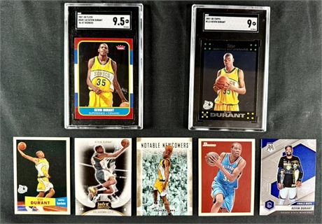 Kevin Durant Graded/Raw Lot (7) w/ 2 SGC Rookies