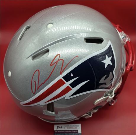 Rhamondre Stevenson Signed Full Size Helmet JSA