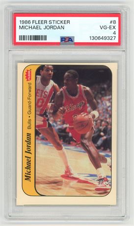 1986 Fleer Sticker #8 Michael Jordan RC PSA 4 VGEX