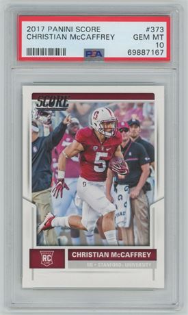 2017 Panini Score #373 Christian McCaffrey RC PSA 10 GEM MINT