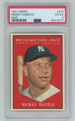 1961 Topps #475 Mickey Mantle PSA 4 VGEX