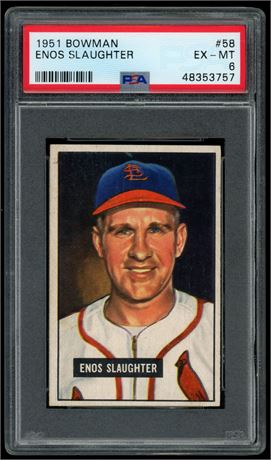 1951 Bowman #58 Enos Slaughter PSA 6
