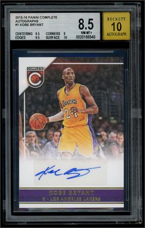 2015 Panini Complete Autographs #1 Kobe Bryant BGS 8.5 Auto 10
