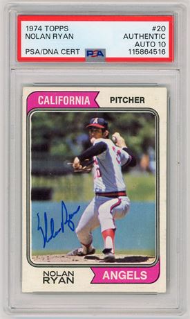 1974 Topps #20 Nolan Ryan Auto PSA Authentic Auto 10