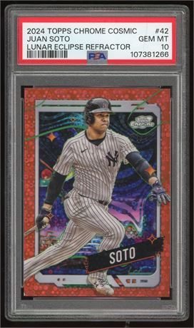 2024 Topps Cosmic Chrome #42 Juan Soto 1/10 Lunar Eclipse REF PSA 10 GEM MINT