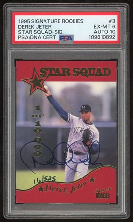 1995 Signature Rookies #3 Derek Jeter Star Squad Signature 16/525 PSA 6 Auto 10