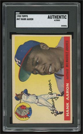1955 Topps #47 Hank Aaron SGC Authentic Altered