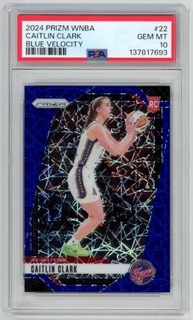 2024 Prizm WNBA #22 Caitlin Clark RC Blue Velocity PSA 10 GEM MINT