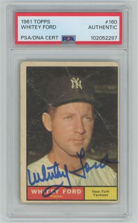 1961 Topps #160 Whitey Ford Autograph PSA Authentic