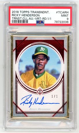 2018 Topps Transcendent Rickey Henderson Auto 1/1 PSA 9 MINT