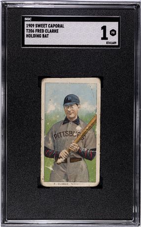 1909 T206 Sweet Caporal Fred Clarke Holding Bat SGC 1 POOR