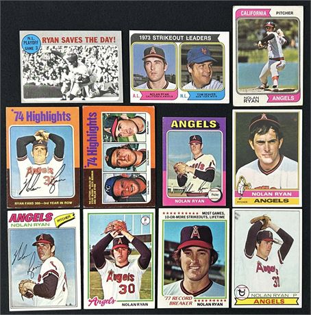 1970's Nolan Ryan Lot (11) VG-EX average No Creases or Wrinkles