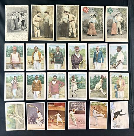 1905-1933 Sanella/Colecciones Amatller/Post Card Tennis Lot (23) Low Grade