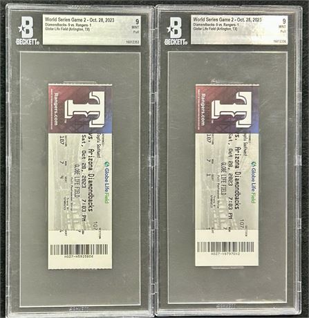 2023 World Series Game 2 Full Ticket Lot (2) BGS 9 MINT