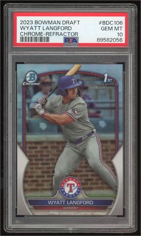 2023 Bowman Draft Wyatt Langford 1st Bowman Chrome Refractor PSA 10 GEM MINT