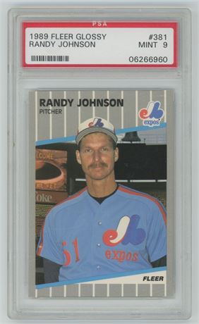 1989 Fleer Glossy #381 Randy Johnson RC PSA 9 MINT