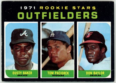 1971 Topps #709 Baker/Baylor RC SP Hi # Low Grade (Crease and Stain on back)
