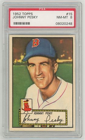 1952 Topps #15 Johnny Pesky PSA 8 NMMT Only 1 Higher NO 10's
