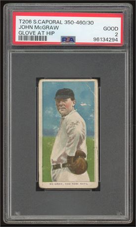 1909 T206 Sweet Caporal 350-460/30 John McGraw Glove At Hip PSA 2 GOOD