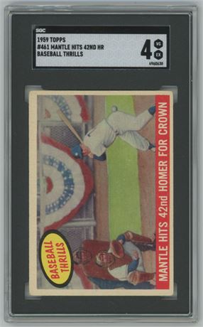 1959 Topps #461 Baseball Thrills Mantle Hits 42nd HR for Crown SGC 4 VGEX