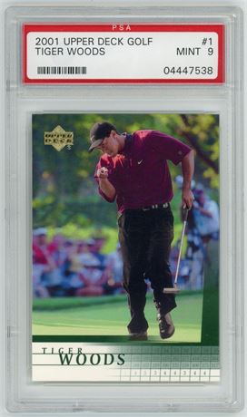 2001 Upper Deck Golf #1 Tiger Woods RC PSA 9 MINT